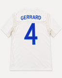 Back of England 2011-12 home kit with Steven Gerrard name and number, vintage football shirt, size M, flat lay