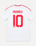 Back of Manchester United 2015-16 away kit with Wayne Rooney name and number, vintage football shirt, size M, flat lay