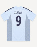 Back of Ajax 2002-03 away kit with Zlatan Ibrahimovic name and number, vintage football shirt, size M, flat lay