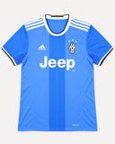 Front of Juventus 2016-17 away kit, adidas shirt, Paulo Dybala vintage football shirt, size M, flat lay