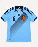 Front of Spain 2012-13 away kit, adidas shirt, Andres Iniesta vintage football shirt, size M, flat lay