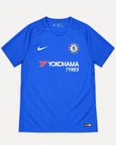 Front of Chelsea 2017-18 home kit, blue Nike shirt, Eden Hazard vintage football shirt, size XL, flat lay