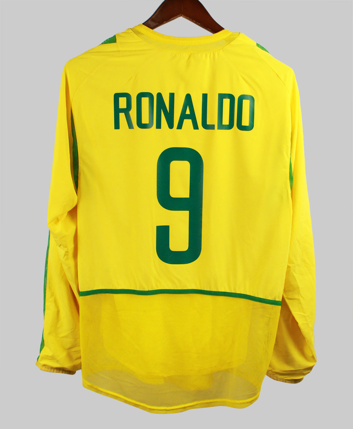 Brazil 2002-03 Ronaldo Long Sleeve Home Kit  (M)