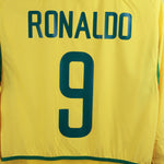 Brazil 2002-03 Ronaldo Long Sleeve Home Kit  (M)