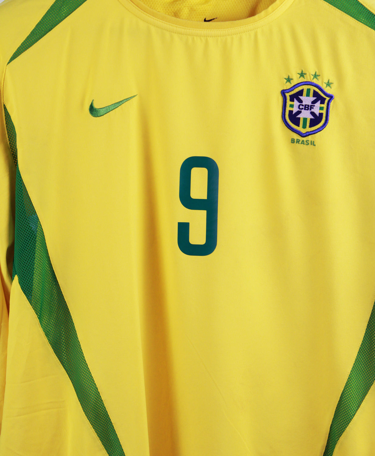 Brazil 2002-03 Ronaldo Long Sleeve Home Kit  (M)