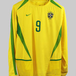 Brazil 2002-03 Ronaldo Long Sleeve Home Kit  (M)