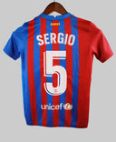 Barcelona 2021-22 Sergio Home Kit   (YM)