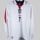 England 2003-04 Beckham Long Sleeve Home Kit (M)