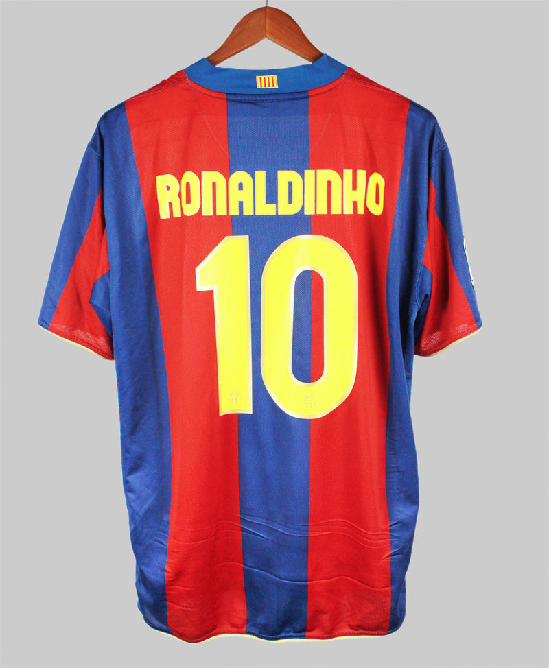 Barcelona 2007-08 Ronaldinho Home Kit (2XL)