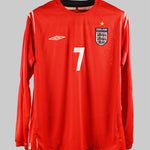 England 2004-05 Beckham Long Sleeve  Away Kit (XL)