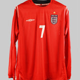 England 2004-05 Beckham Long Sleeve  Away Kit (XL)