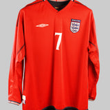 England 2002 Beckham Reversible Long Sleeve Away Kit (L)