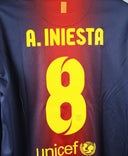 Barcelona 2012-13 Iniesta Home Long Sleeve Kit (L)