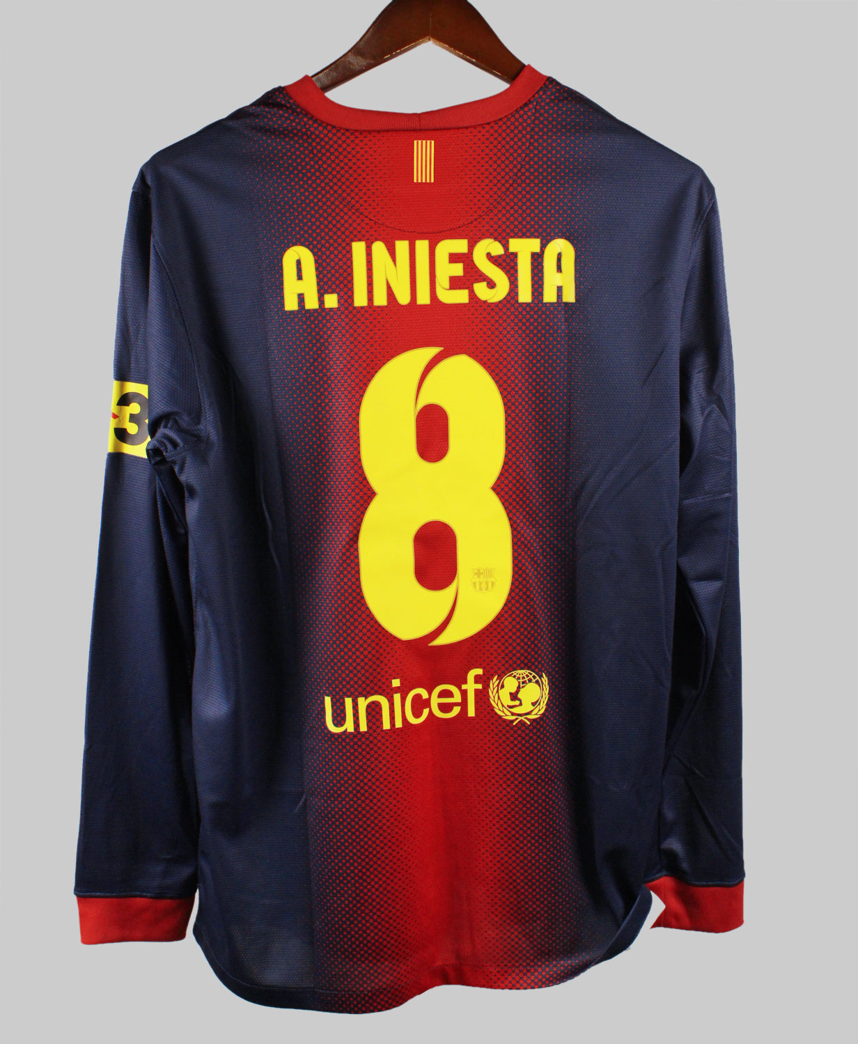 Barcelona 2012-13 Iniesta Home Long Sleeve Kit (L)