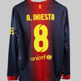 Barcelona 2012-13 Iniesta Home Long Sleeve Kit (L)