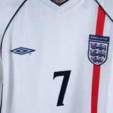 England 2001-02 Beckham Long Sleeve Home Kit (M)
