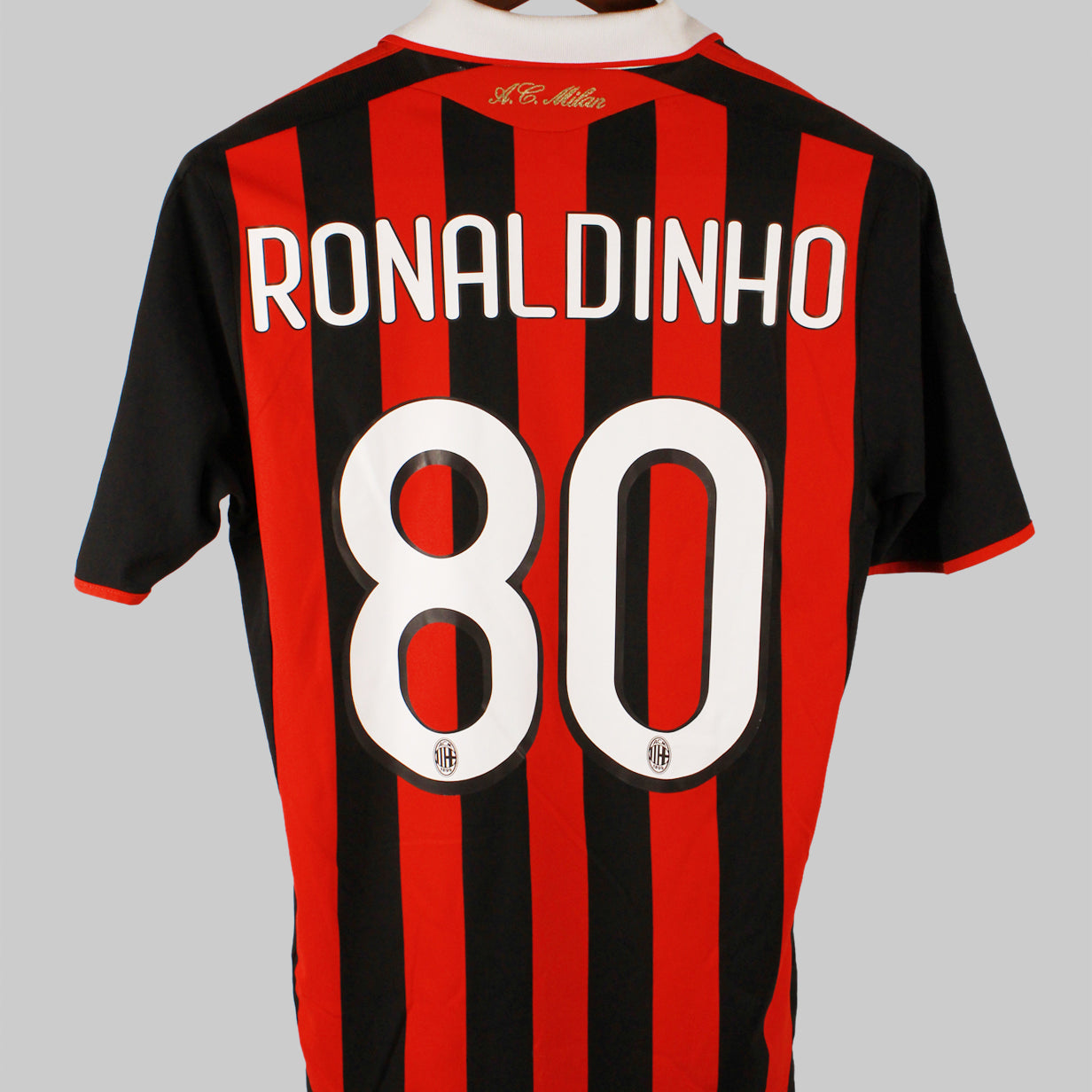 AC Milan 2009-10 Ronaldinho Short Sleeve Home Kit (S)