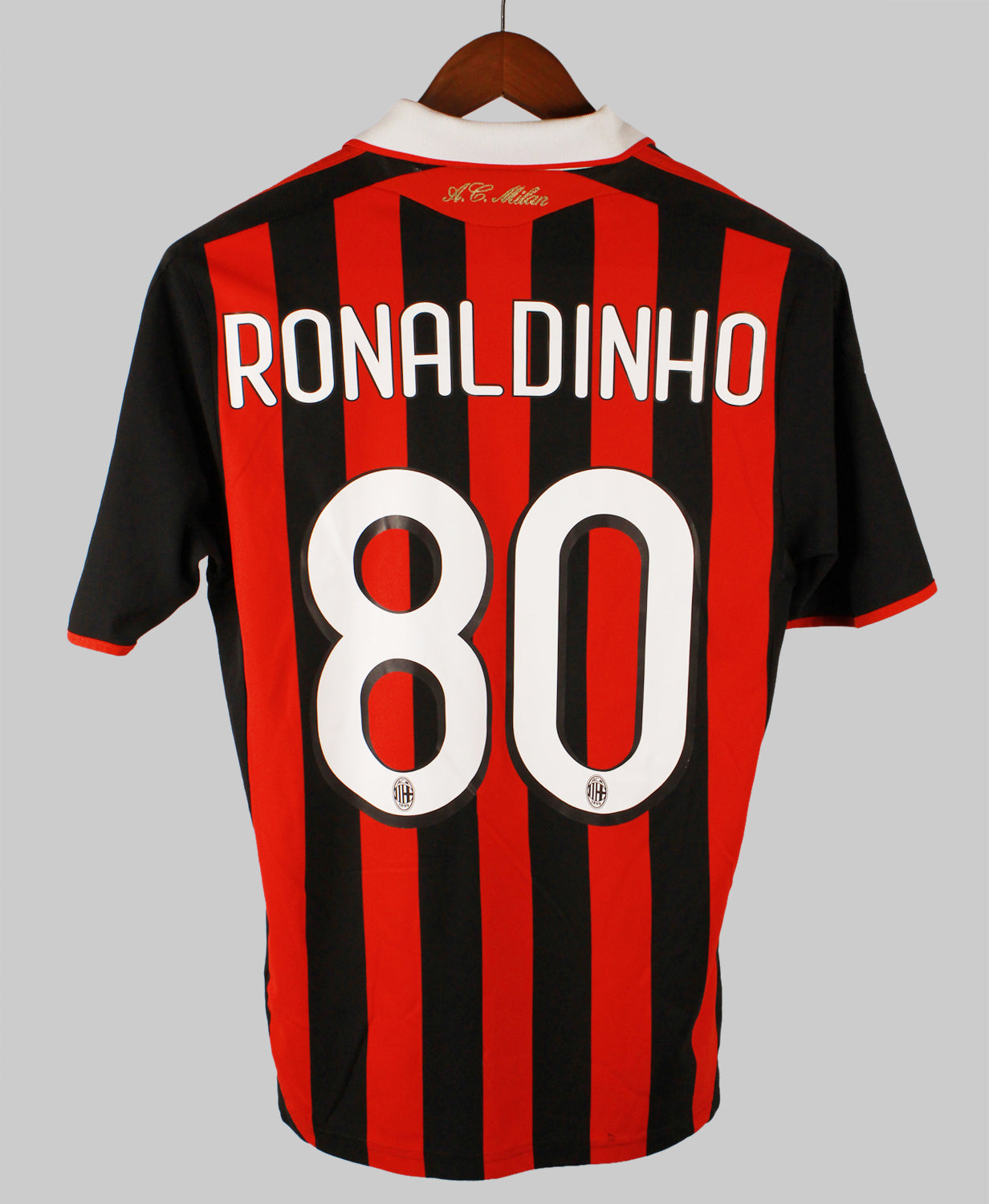 AC Milan 2009-10 Ronaldinho Short Sleeve Home Kit (S)