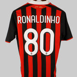 AC Milan 2009-10 Ronaldinho Short Sleeve Home Kit (S)