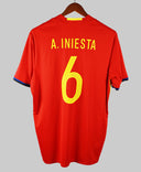 Spain 2015-16 A. Iniesta Short Sleeve Home Kit (L)