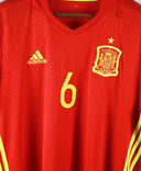 Spain 2015-16 A. Iniesta Short Sleeve Home Kit (L)