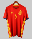 Spain 2015-16 A. Iniesta Short Sleeve Home Kit (L)