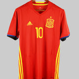 Spain 2015-16 Fabregas Short Sleeve Home Kit (L)