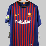 Barcelona 2017-18 Messi Short Sleeve Home Kit (XL)