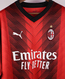 AC Milan 2023-24 Leao Long Sleeve Home Kit (XL)