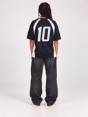 Saturdays Football #10 Unisex Raglan Color Block T-Shirt - Black, view 2