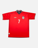 England 2002-03 Beckham away vintage football shirt, size XL — Umbro, front.