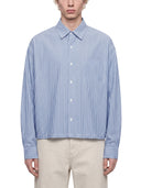 Unisex Boxy Striped Shirt - Light Blue