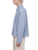 Unisex Boxy Striped Shirt - Light Blue
