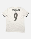Real Madrid 2018-19 Benzema home vintage football shirt, size Medium — Adidas, back.