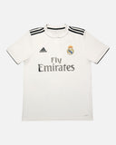 Real Madrid 2018-19 Benzema home vintage football shirt, size Medium — Adidas, front.