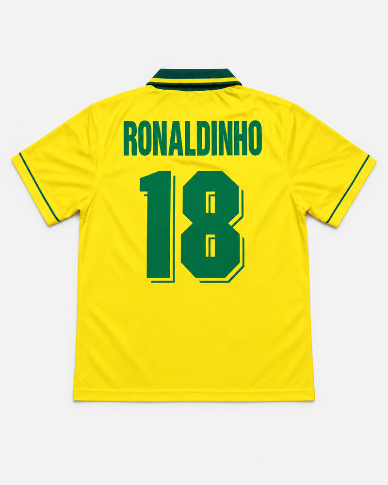 Brazil 1996-97 Ronaldinho home vintage football shirt, size Medium, back.