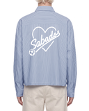 Unisex Boxy Striped Shirt - Light Blue