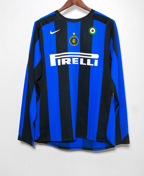 Inter Milan 2005-06 Adriano Long Sleeve Home Kit (L)