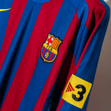 Barcelona 2005-06 Ronaldinho Long Sleeve Home Kit (M)