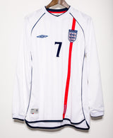 England Euro 2002 Beckham Long Sleeve Home Kit (XL)