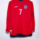 England 2002 Beckham Reversible Long Sleeve Away Kit (M)