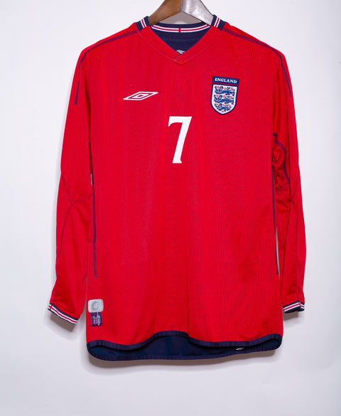 England 2002 Beckham Reversible Long Sleeve Away Kit (M)