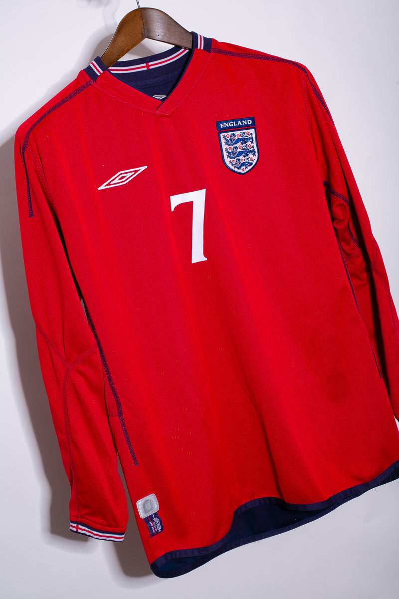 England 2002 Beckham Reversible Long Sleeve Away Kit (M)