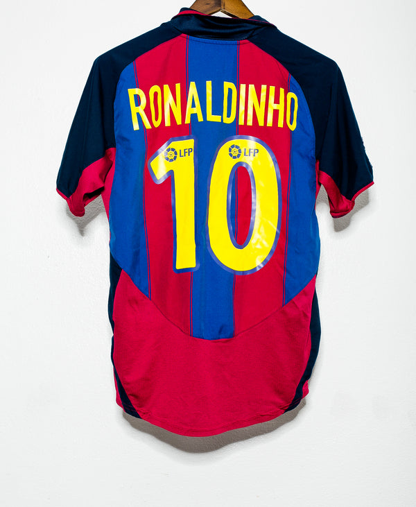 2003 - 2004 FC Barcelona Home #10 Ronaldinho ( M )