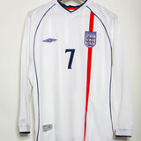 England 2002 Beckham Long Sleeve Home Kit (M)