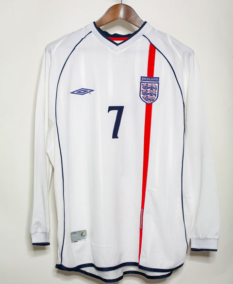 England 2002 Beckham Long Sleeve Home Kit (M)