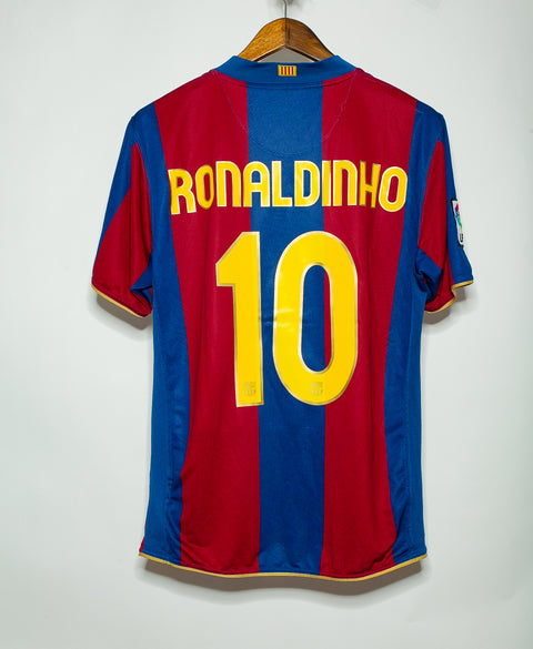 Barcelona 2007-08 Ronaldinho Home Kit (L)