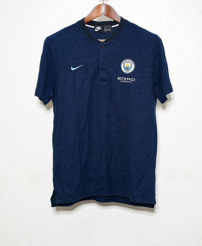 Manchester City Mock Polo Shirt (L)