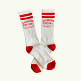 White / Red Stripe Crew Socks