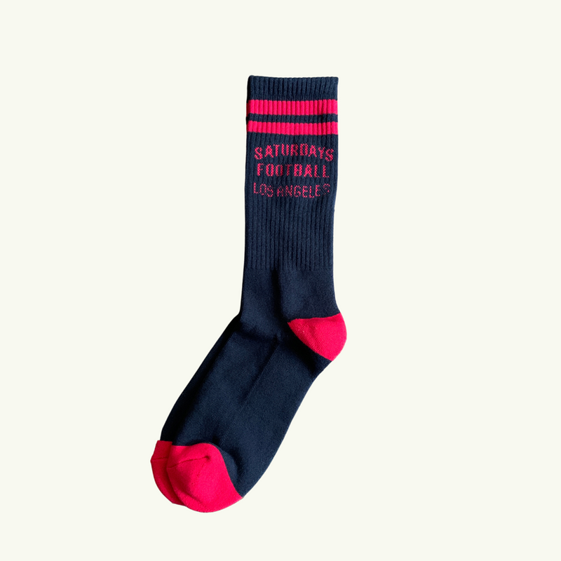 Black / Red Stripe Crew Socks